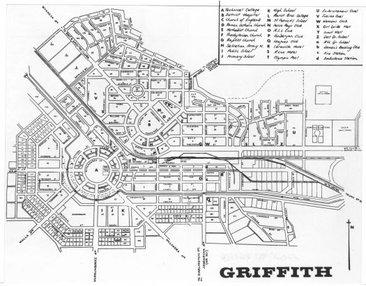Plan of Griffith, NSW designed by Walter Burley Griffin.
