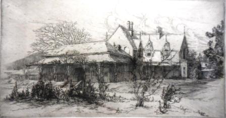 Etching of Officers' Mess, Duntroon RMC, 1924 by Eirene Mort