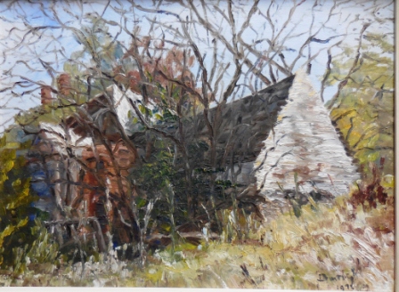 Oil painting of Duntroon Dairy (Edlington's Dairy) Mount Pleasant, Canberra, 1976 by Isabel Bunting