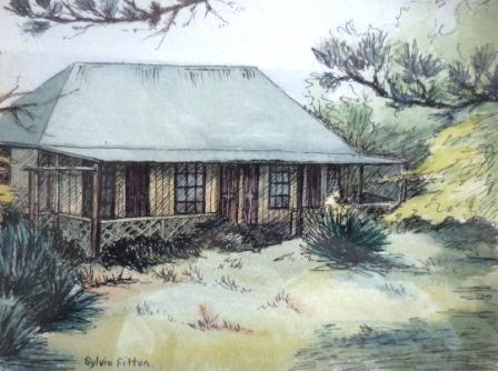 Watercolour and ink painting of Old Canberra Inn, later called The Pines