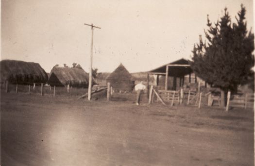 Haystacks and shed