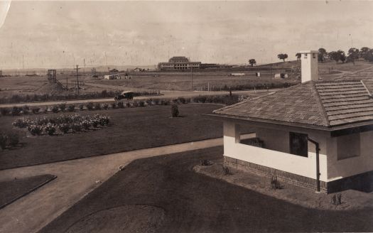 Parliament House under construction viewed from Hotel Canberra (pre West Block)