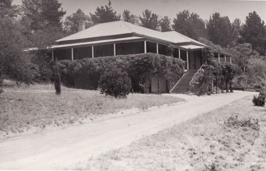 Lambrigg Homestead, home of William Farrer, wheat experimentalist. Lambrigg (meaning - Hill of Lambs) was built by Farrer in 1894. The 240 acre Lambrigg property was transferred to Nina Farrer, daughter of Leopold de Salis from Cuppacumbalong, in 1882. Mrs Farrer sold Lambrigg to the Commonwealth in 1922.