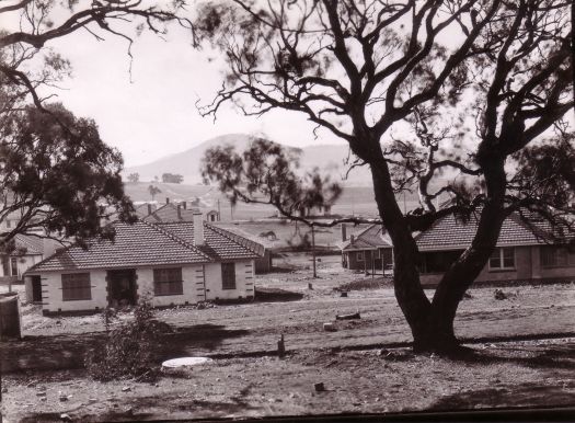 Forrest, early housing, Mt Ainslie in background. Probably Oakley and Parkes designed and built.