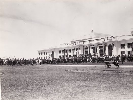 Parliament House memorial service for King George V from across King George Terrace.