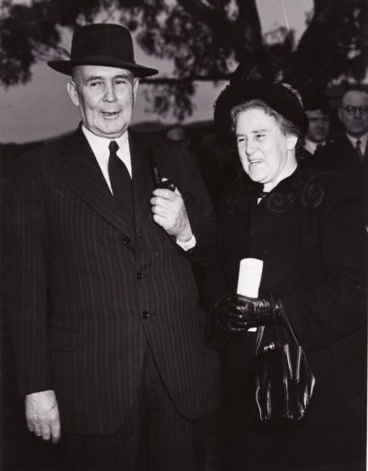 Mr and Mrs Ben Chifley at the laying of the foundation stone, Physical Sciences Building, ANU