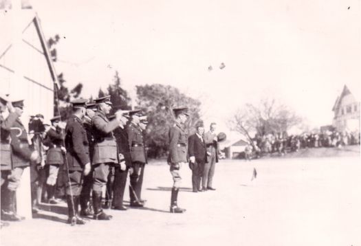 Prince of Wales at Duntroon with commandant Colonel Heritage, for the presentation of the King's and Regimental Colours to the Corps of Staff Cadets.