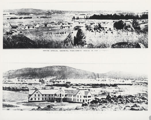 Two views from near the site of the CSIRO headquarters on Limestone Avenue. 1.South Ainslie (Reid) 2. Braddon with Ainslie Hotel in the foreground.