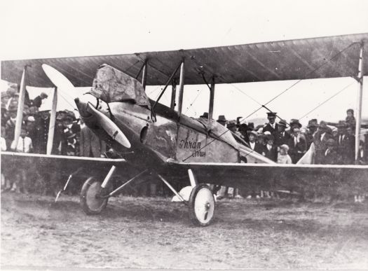 Bert Hinkler's aeroplane 'Avian Cirrus' (same as photo no. 1577) which landed near York Park in March 1928.