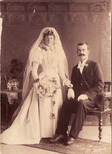 Wedding photograph of unknown couple.