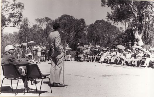 The Hon Tony Staley and Cam Morris at the Commencement Stone re-enactment ceremony