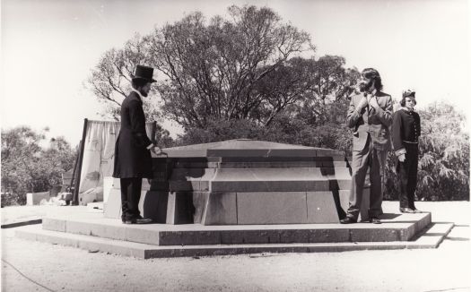 Jigsaw Players re-enactment of the naming of Canberra at the Commencement Stone