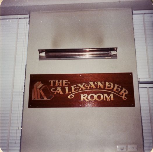 Alexander Room plaque, CDHS rooms.