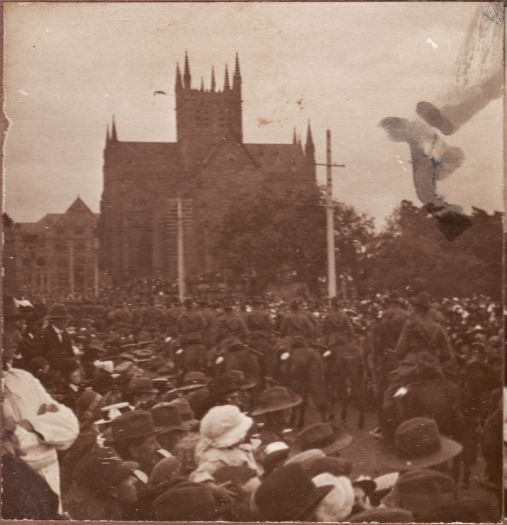 Light Horse riding near St Mary's Cathedral, Sydney