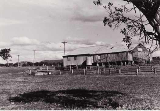 Erindale shearing shed, Tuggeranong, from west. The site of the shed is on McBryde Crescent, Wanniassa, between Erindale College and Wanniassa Oval.