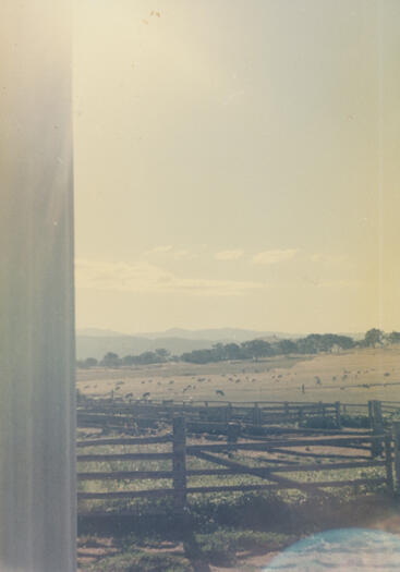 View from Erindale woolshed across paddocks to north west