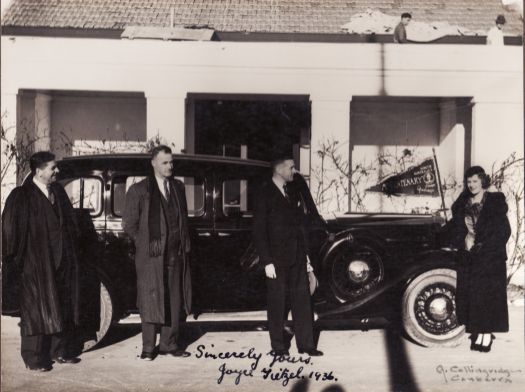 South Australia's Miss Centenary - Joyce Tietzel in front of car.