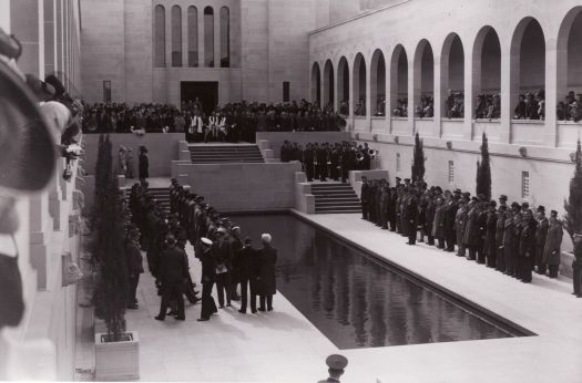 A ceremony near the Pool of Remembrance at the Australian War Memorial