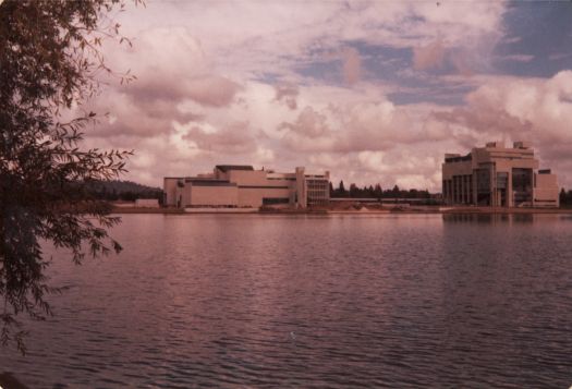 Lake Burley Griffin showing High Court and National Gallery