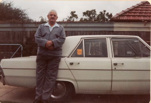 Tony Stevens, with first Blundells farmhouse sticker on car