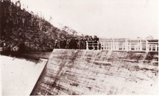 Visiting firemen on Cotter Dam wall