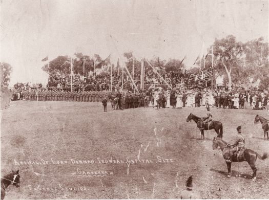 Arrival of Governor General Lord Denman, naming of Canberra ceremony, Capital Hill.