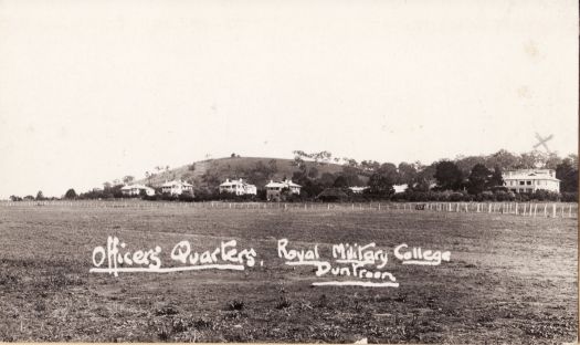 Front view of the college. The building on the right marked with an 'X' is the Commandant's quarters.