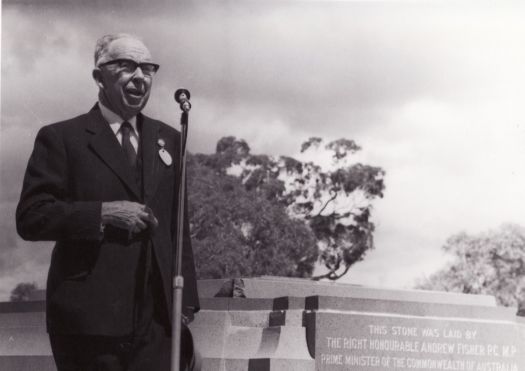 CDHS Canberra Day ceremony with Dr J. Cumpston, President of the Society.