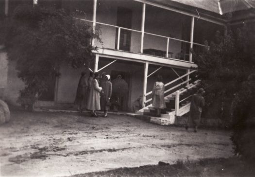 Group of people at Lambrigg Homestead on a rainy day