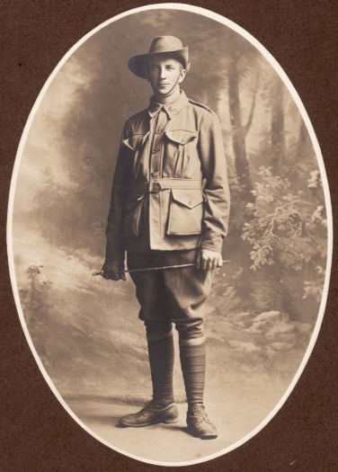 Studio portrait of soldier in army uniform of the First World War