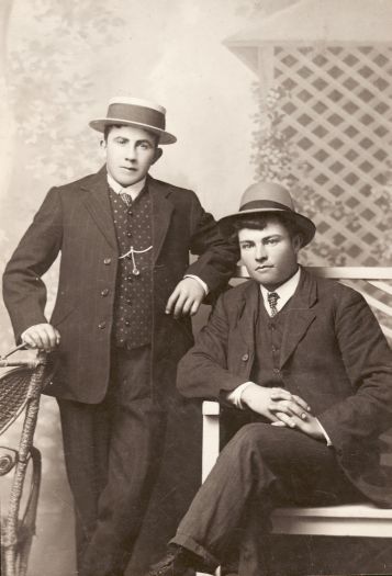 Portrait of two unidentified young men.