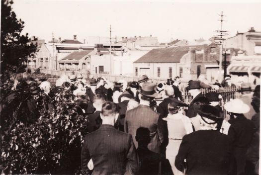 Service of remembrance, "Dunbar" tomb, Camperdown cemetery. The Dunbar sank off South Head, Port Jackson, on 20 August 1857. Two of the passengers were Thomas Macquoid of Waniassa and his friend Edward Severne of Gudgenby.