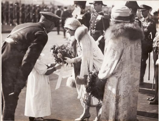 The Duchess of York receiving flowers at the opening of Parliament House