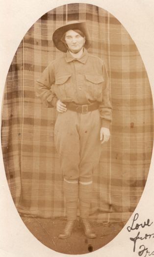 Woman dressed in army uniform