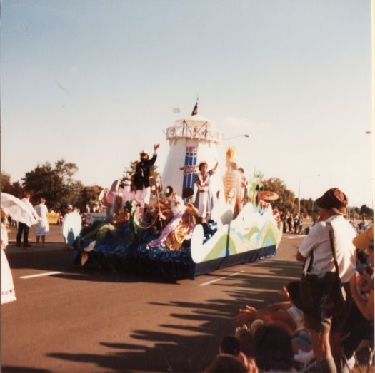 A float from Wollongong in the Canberra Day Parade on London Circuit (near YWCA)