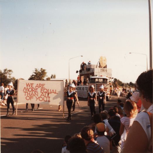 Canberra Day Parade, London Cct (near YWCA) - 1984 'Lil Brother is watching you'