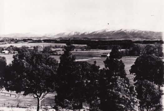 Snow on the Brindabellas from Acton looking over the racecourse