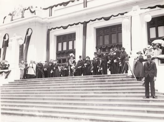 Ceremony on the steps of Parliament House to mark the death of King George V