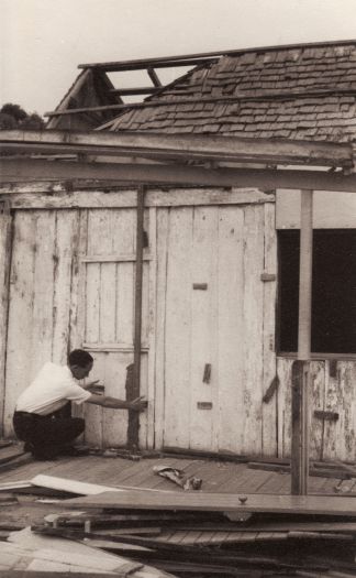 Fern Hill homestead before demolition to make way for the suburb of Lyneham.  Photograph shows the slab contruction.