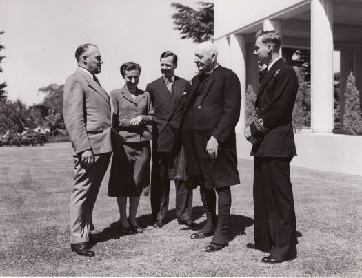 In the gardens of Government House, Yarralumla. Sir John Northcote,?,?,Archbishop of Canterbury,?