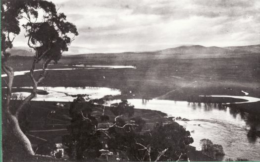 Molonglo River in flood behind Duntroon, taken from Mt Pleasant