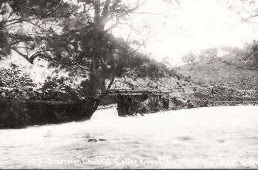 Diversion channel, Cotter Dam (same as no. 72), Howard & Shearsby postcard no. 143