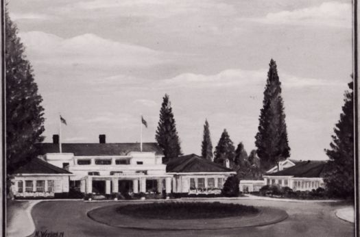 Photo of painting of Hotel Canberra by Michael Wensing.