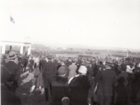 Crowd watching the opening of Parliament House