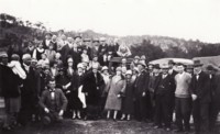 Group photograph of Parliamentary staff at a picnic at the Cotter River