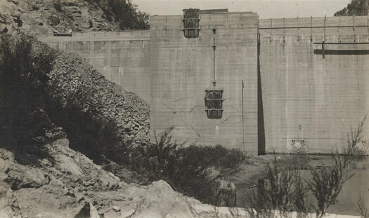 Cotter Dam showing inlet valves to the valve tower upstream