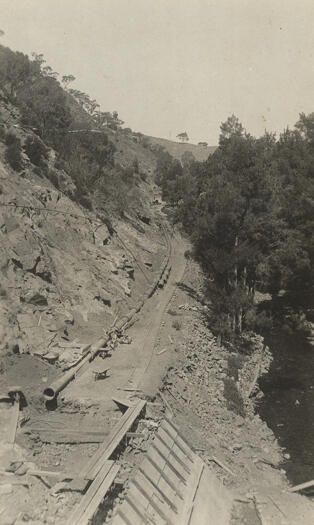 Cotter Dam - 18\" pipe track; dam to the pumping station