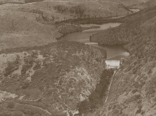 Aerial view of Cotter Dam