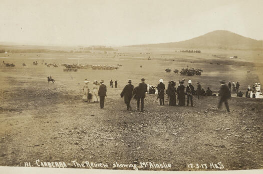 Review of mounted troops by the Governor General, Lord Denman, at the foundation ceremony for Canberra, 12 March 1913