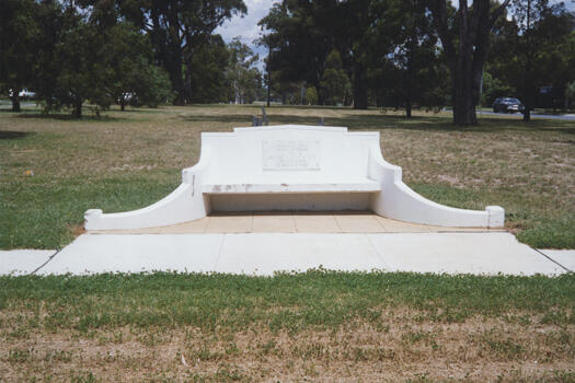 Australian Natives Association - seat commemorating tree planting on Limestone Avenue, 25 August 1928.